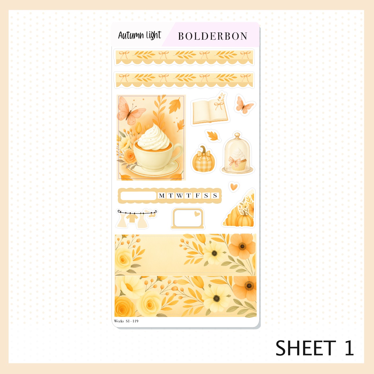 AUTUMN LIGHT Hobonichi Weeks || Cozy Fall Floral Planner Stickers, Autumn Aesthetic Vibe