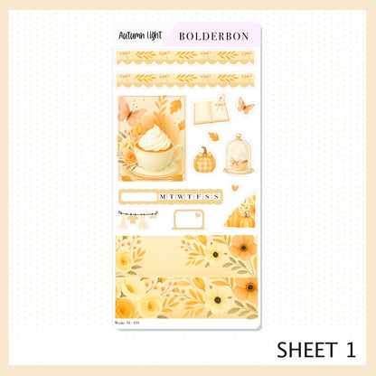 AUTUMN LIGHT Hobonichi Weeks || Cozy Fall Floral Planner Stickers, Autumn Aesthetic Vibe