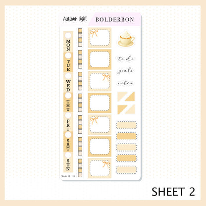 AUTUMN LIGHT Hobonichi Weeks || Cozy Fall Floral Planner Stickers, Autumn Aesthetic Vibe