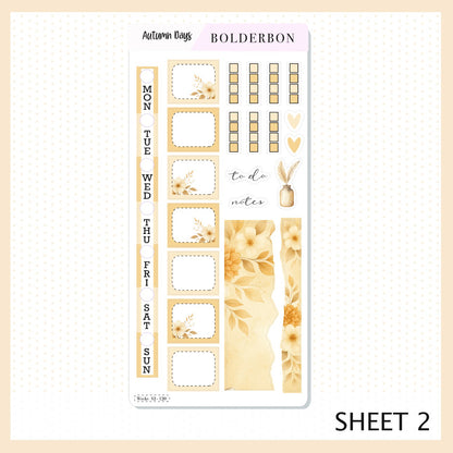 AUTUMN DAYS Hobonichi Weeks || Cozy Fall Floral Planner Stickers, Autumn Aesthetic Vibe