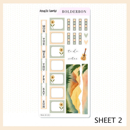 ACOUSTIC SUNRISE Hobonichi Weeks || Aesthetic Outdoor Nature Camping, Weekly Planner Sticker Kit