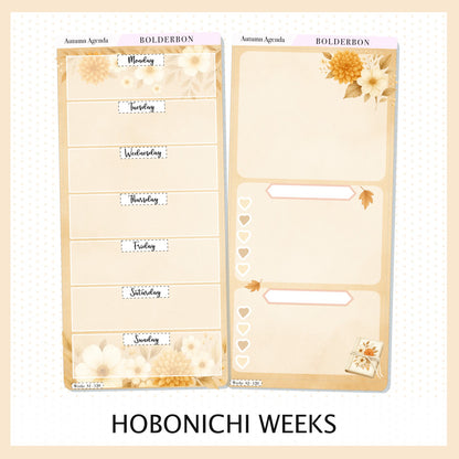 AUTUMN AGENDA Hobonichi Weeks || Cozy Fall Floral Planner Stickers, Autumn Aesthetic Vibe
