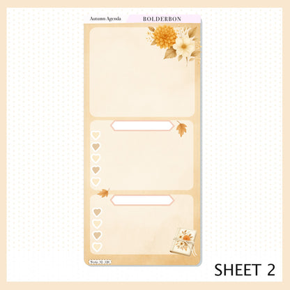 AUTUMN AGENDA Hobonichi Weeks || Cozy Fall Floral Planner Stickers, Autumn Aesthetic Vibe