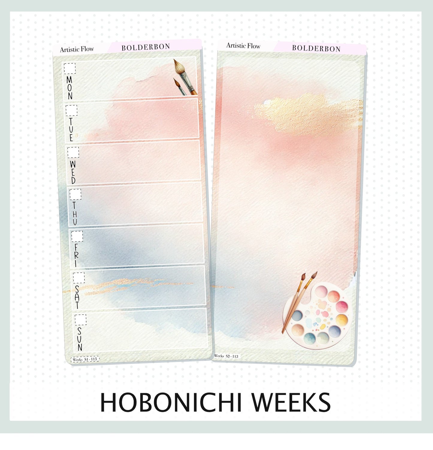 ARTISTIC FLOW Hobonichi Weeks || Watercolor Art Pastel Weekly Planner Sticker Kit