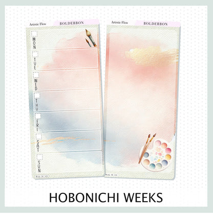 ARTISTIC FLOW Hobonichi Weeks || Watercolor Art Pastel Weekly Planner Sticker Kit