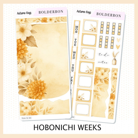 AUTUMN DAYS Hobonichi Weeks || Cozy Fall Floral Planner Stickers, Autumn Aesthetic Vibe