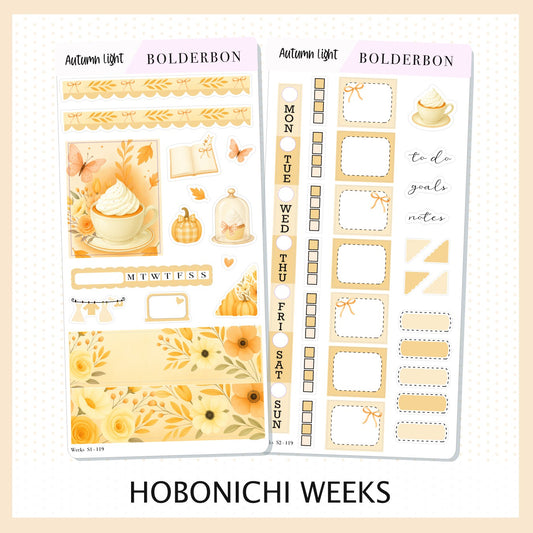 AUTUMN LIGHT Hobonichi Weeks || Cozy Fall Floral Planner Stickers, Autumn Aesthetic Vibe