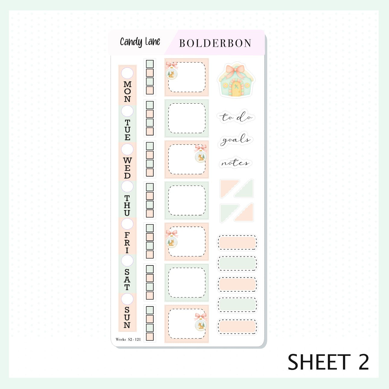CANDY LANE Hobonichi Weeks || Festive Floral Planner Stickers, Pastel Holiday Aesthetic Vibe