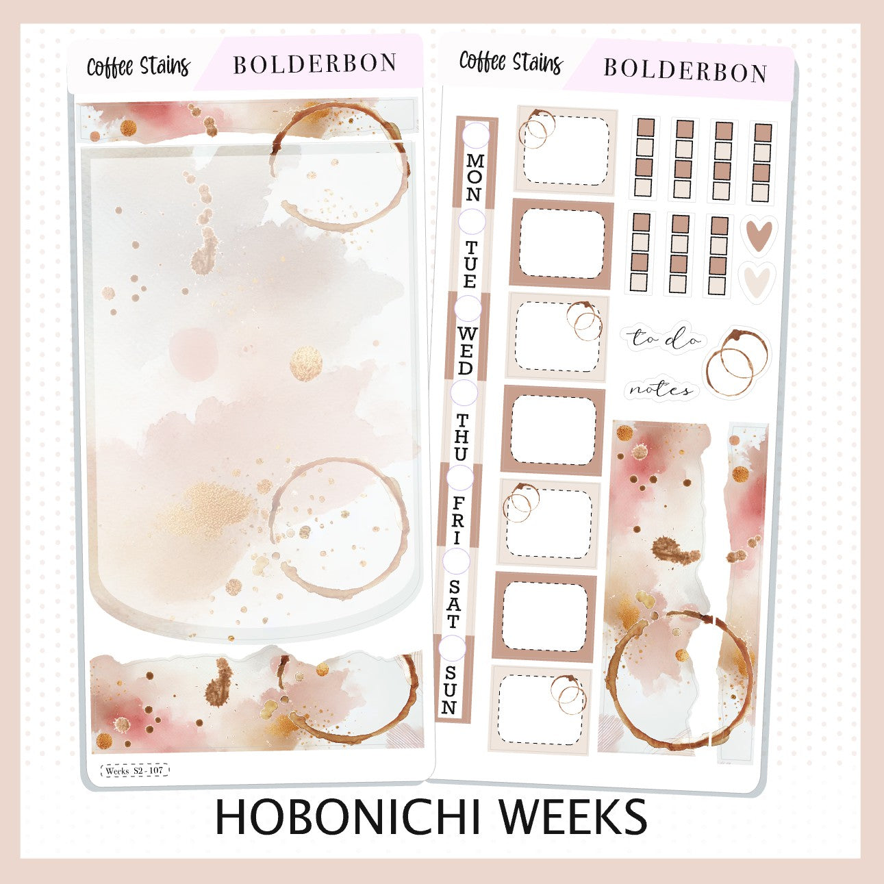 COFFEE STAINS Hobonichi Weeks || Planner Sticker Kit