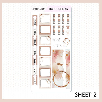 COFFEE STAINS Hobonichi Weeks || Planner Sticker Kit