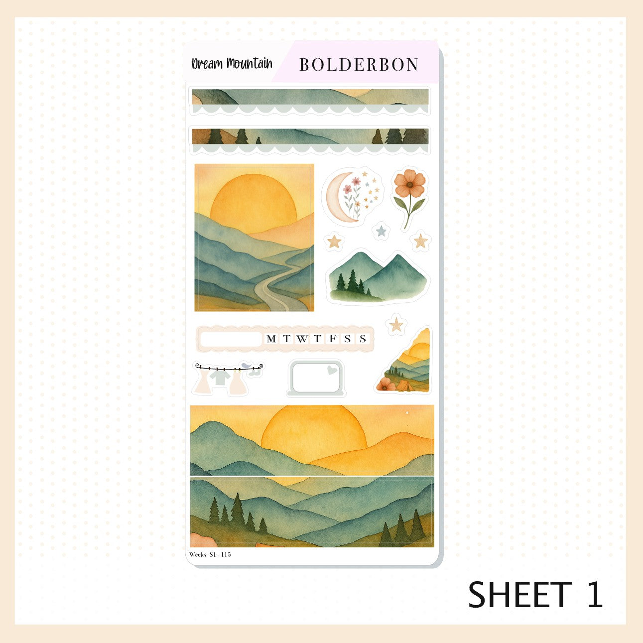 DREAM MOUNTAIN Hobonichi Weeks || Aesthetic Outdoor Nature Camping, Weekly Planner Sticker Kit