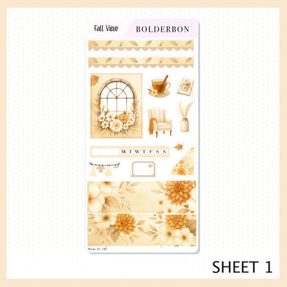 FALL VIEW Hobonichi Weeks || Cozy Fall Floral Planner Stickers, Autumn Aesthetic Vibe