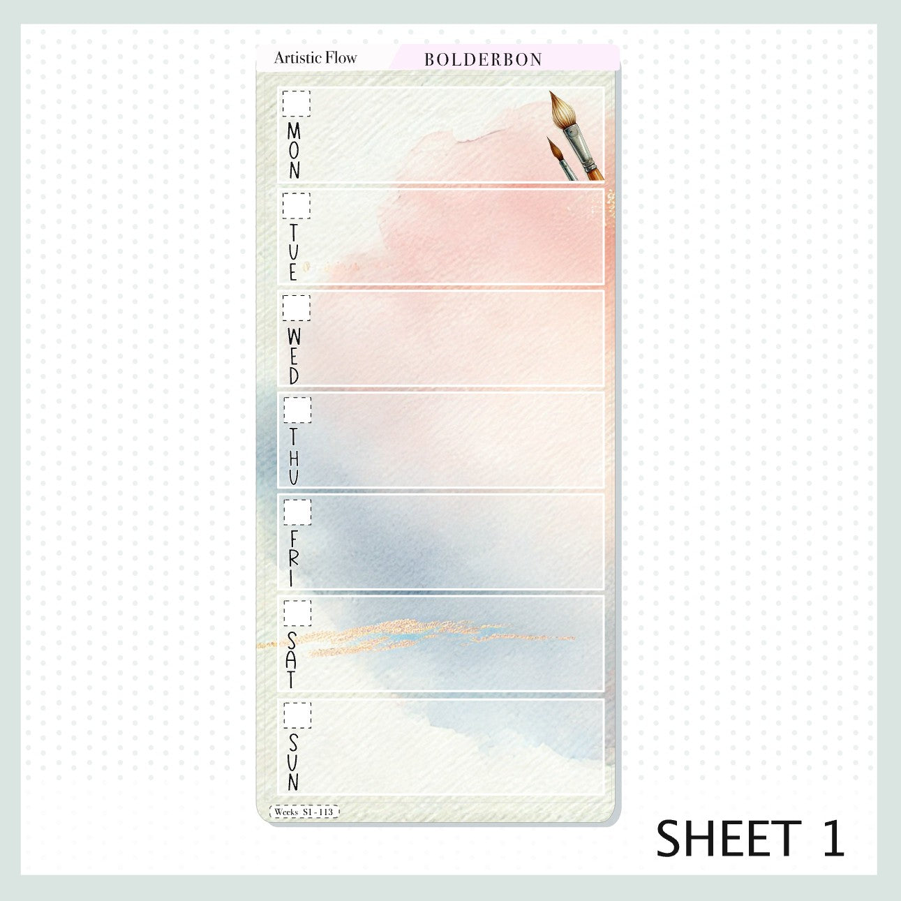 ARTISTIC FLOW Hobonichi Weeks || Watercolor Art Pastel Weekly Planner Sticker Kit