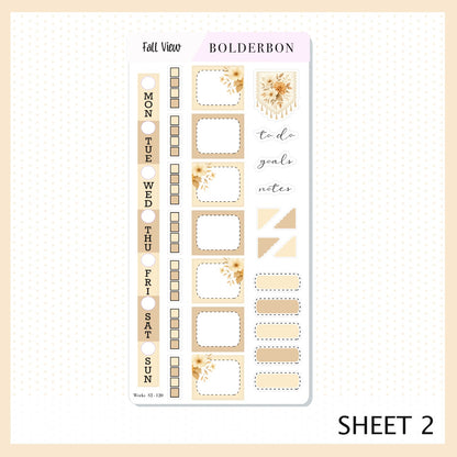 FALL VIEW Hobonichi Weeks || Cozy Fall Floral Planner Stickers, Autumn Aesthetic Vibe