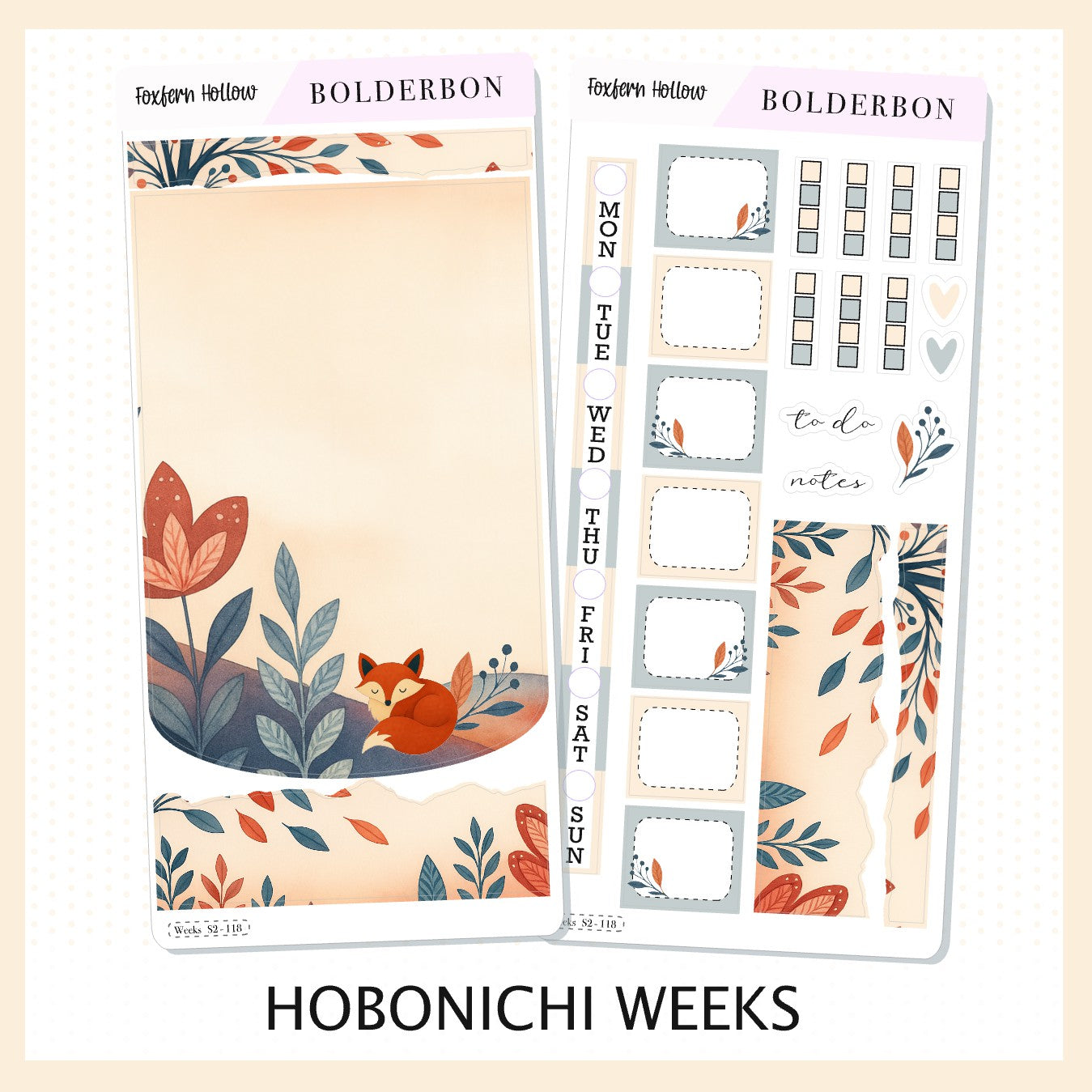 FOXFERN HOLLOW Hobonichi Weeks || Whimsical Woodland Aesthetic, Nature Vibe Planner Stickers