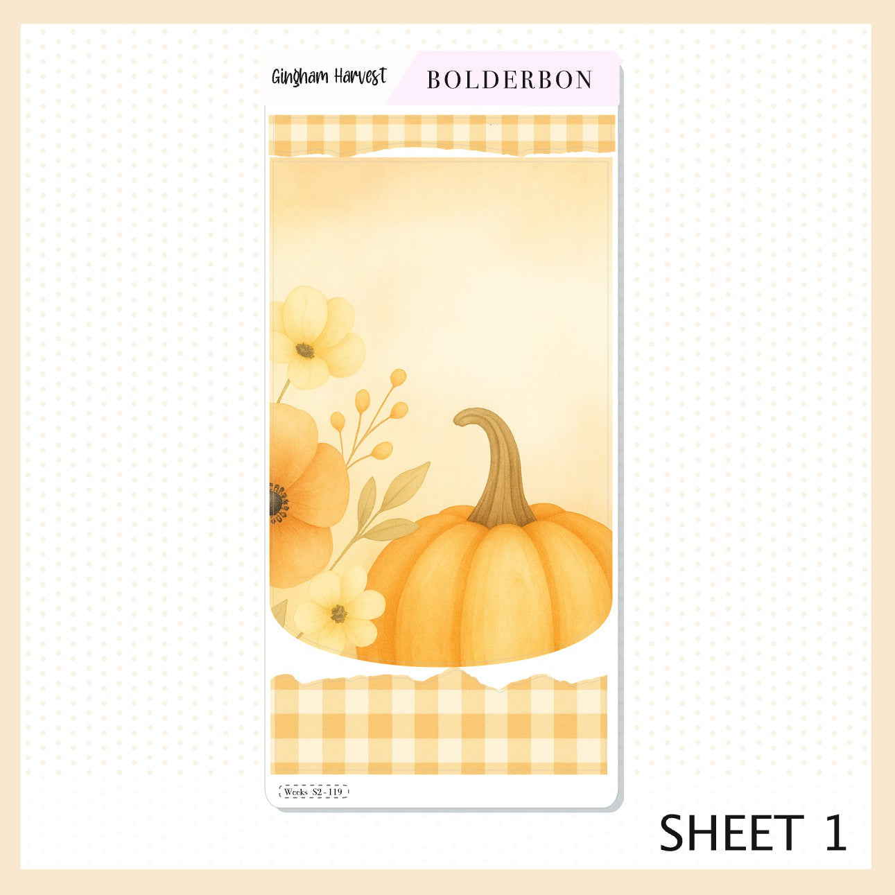GINGHAM HARVEST Hobonichi Weeks || Cozy Fall Floral Planner Stickers, Autumn Aesthetic Vibe