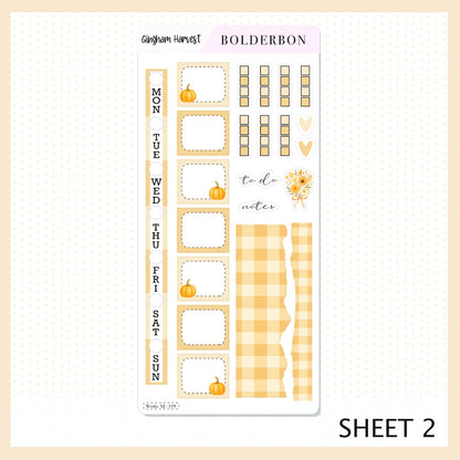 GINGHAM HARVEST Hobonichi Weeks || Cozy Fall Floral Planner Stickers, Autumn Aesthetic Vibe