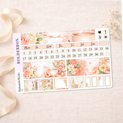 MAY Hobonichi Weeks || Peach Blossom, Monthly Planner Sticker Kit