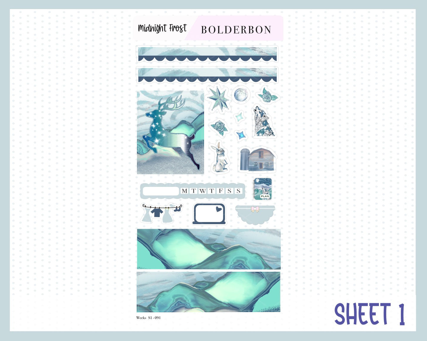 MIDNIGHT FROST Hobonichi Weeks || Weekly Planner Sticker Kit