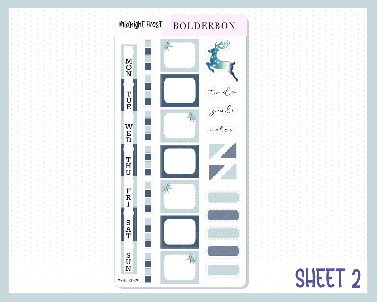 MIDNIGHT FROST Hobonichi Weeks || Weekly Planner Sticker Kit