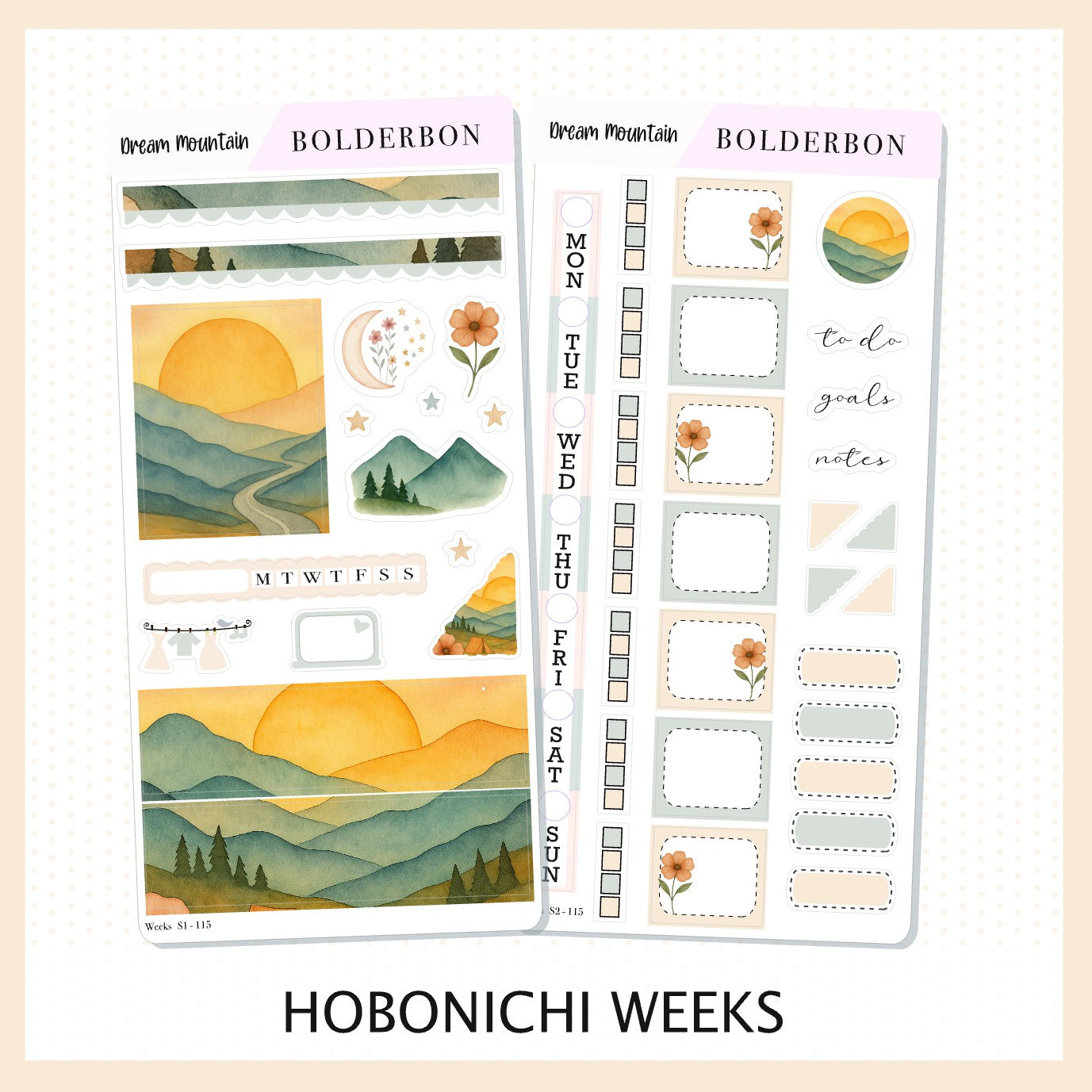 DREAM MOUNTAIN Hobonichi Weeks || Aesthetic Outdoor Nature Camping, Weekly Planner Sticker Kit