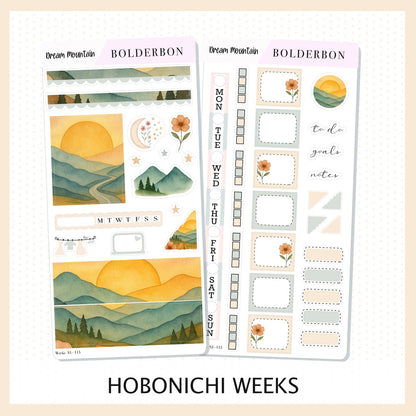 DREAM MOUNTAIN Hobonichi Weeks || Aesthetic Outdoor Nature Camping, Weekly Planner Sticker Kit