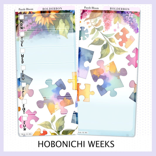 PUZZLE BLOOM Hobonichi Weeks || Planner Sticker Kit