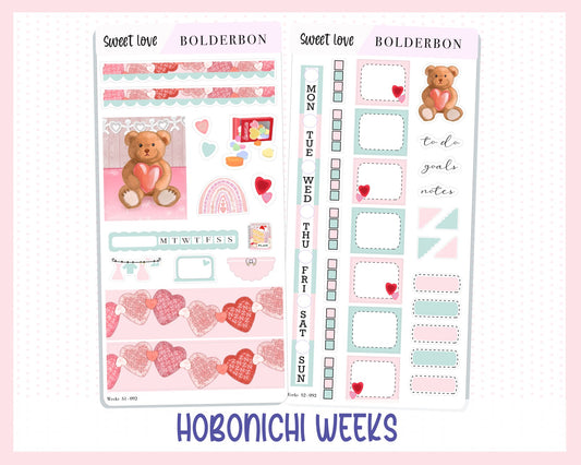 SWEET LOVE Hobonichi Weeks || Weekly Planner Sticker Kit