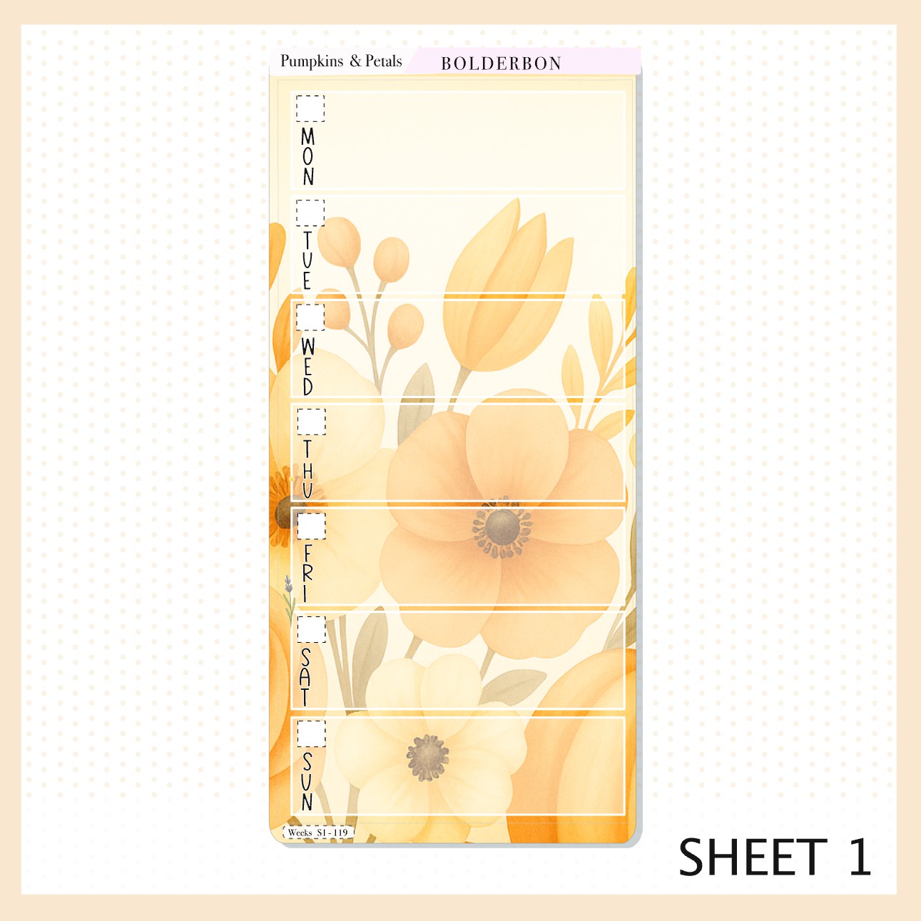 PUMPKINS & PETALS Hobonichi Weeks || Cozy Fall Floral Planner Stickers, Autumn Aesthetic Vibe
