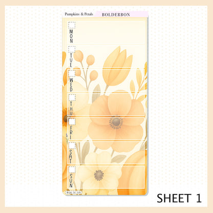 PUMPKINS & PETALS Hobonichi Weeks || Cozy Fall Floral Planner Stickers, Autumn Aesthetic Vibe