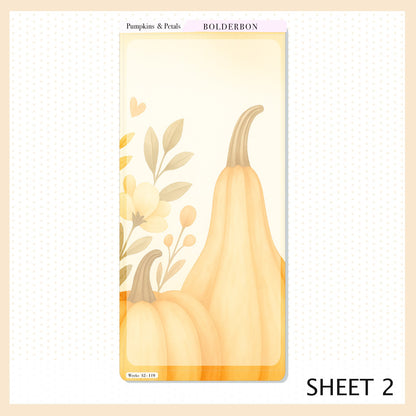 PUMPKINS & PETALS Hobonichi Weeks || Cozy Fall Floral Planner Stickers, Autumn Aesthetic Vibe