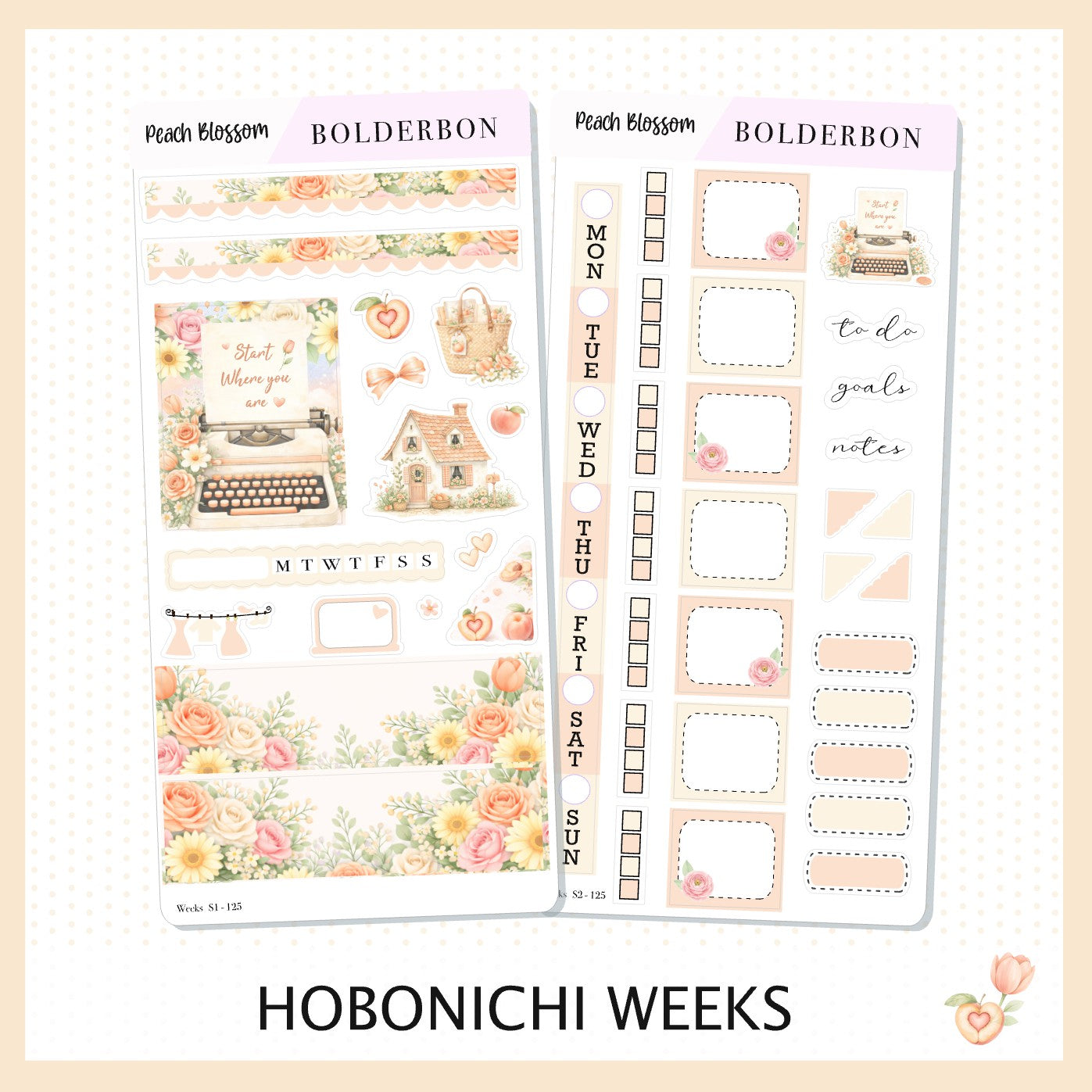 PEACH BLOSSOM || Hobonichi Weeks Sticker Kit
