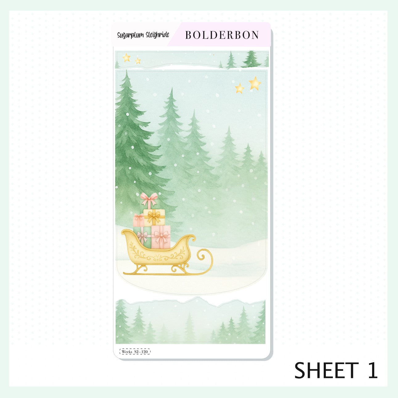 SUGARPLUM SLEIGHRIDE Hobonichi Weeks || Festive Floral Planner Stickers, Pastel Holiday Aesthetic Vibe