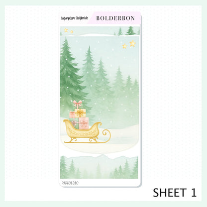 SUGARPLUM SLEIGHRIDE Hobonichi Weeks || Festive Floral Planner Stickers, Pastel Holiday Aesthetic Vibe