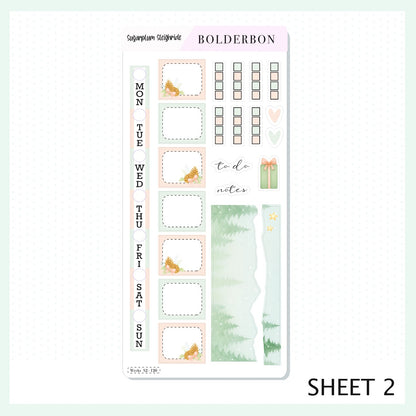 SUGARPLUM SLEIGHRIDE Hobonichi Weeks || Festive Floral Planner Stickers, Pastel Holiday Aesthetic Vibe