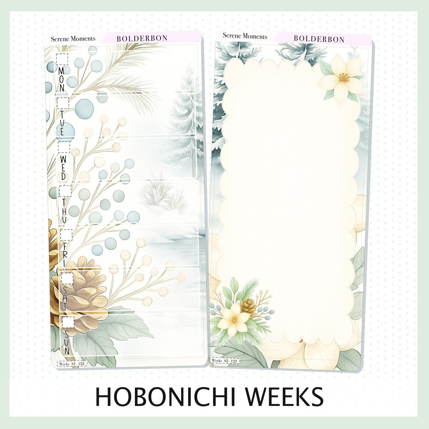 SERENE MOMENTS Hobonichi Weeks || Full Page Sticker Kit