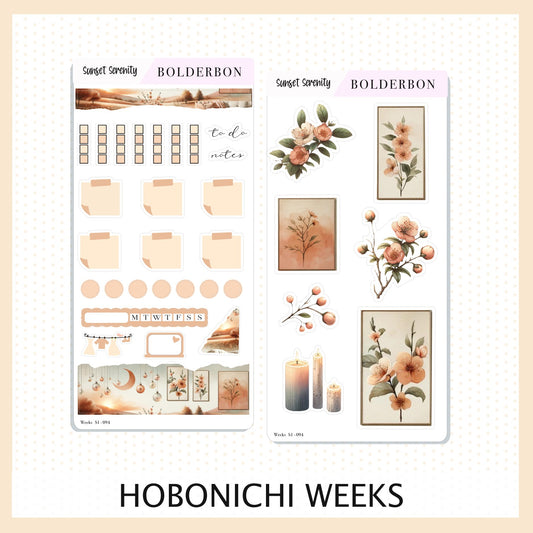 SUNSET SERENITY Hobonichi Weeks || Planner Sticker Kit