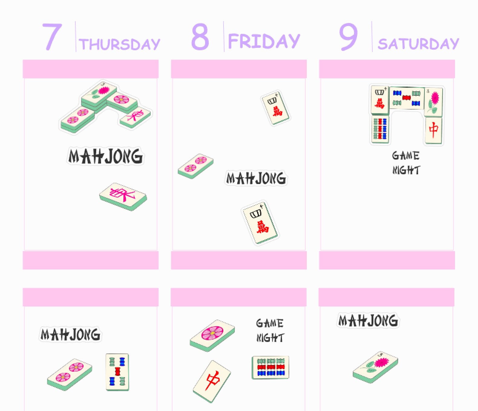 Mahjong | Cute Stickers, Planner, Game Night, Mahjongg, Play, Sticker Set, Sticker Kit, Tile Game