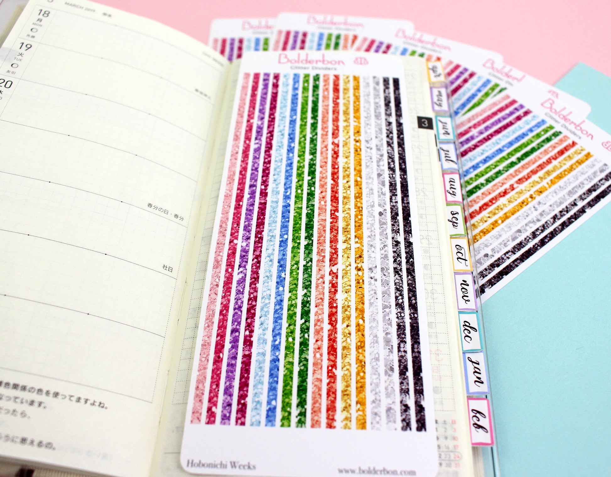 GLITTER DIVIDERS || Hobonichi Weeks Sticker Strips