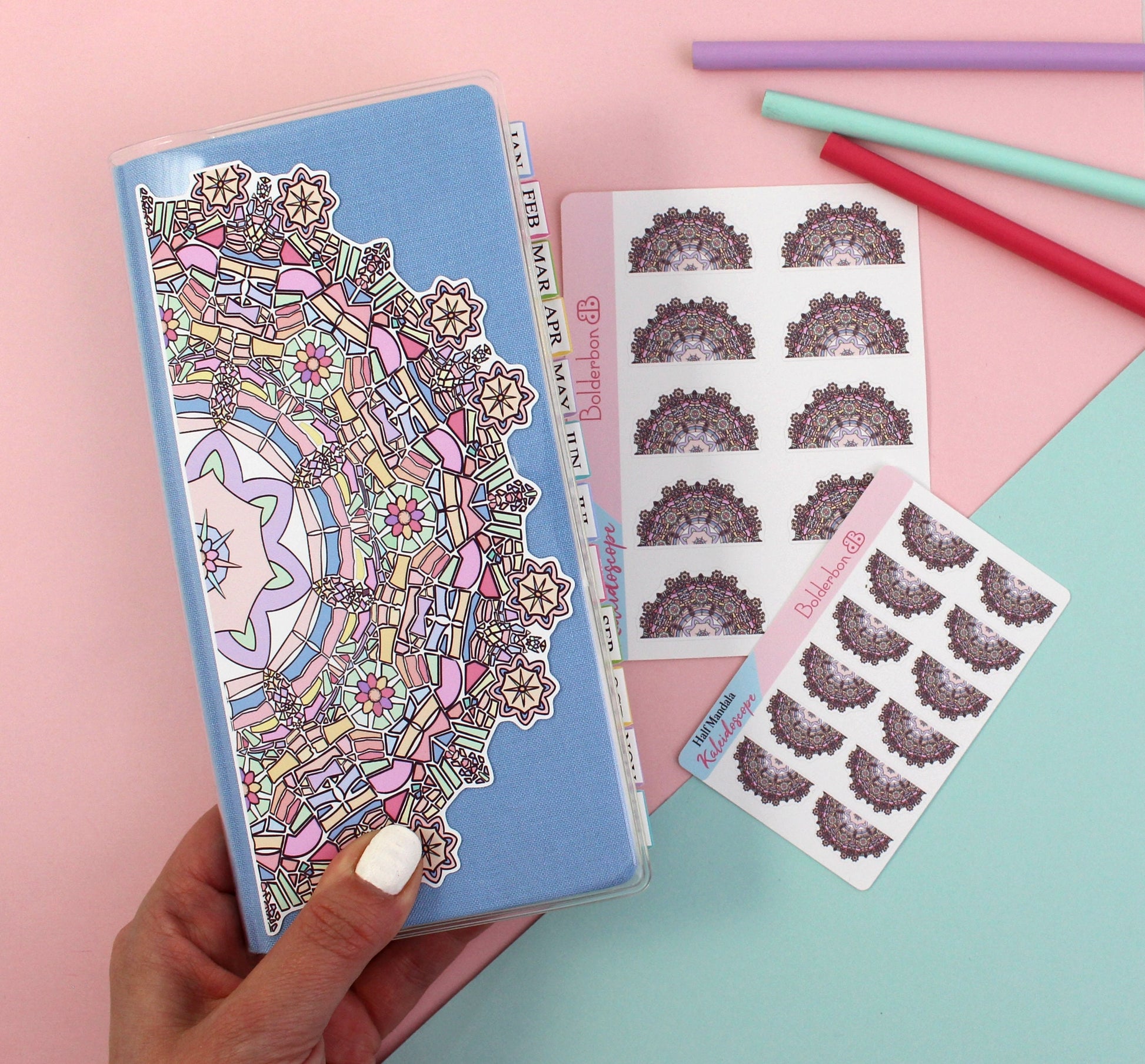 HALF MANDALA Stickers || 3 Sizes Available