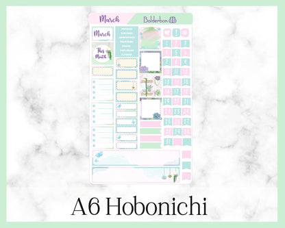 MARCH A6 Hobonichi || Hand Drawn Cute Serenity Succulent Monthly Sticker Kit Planner Stickers