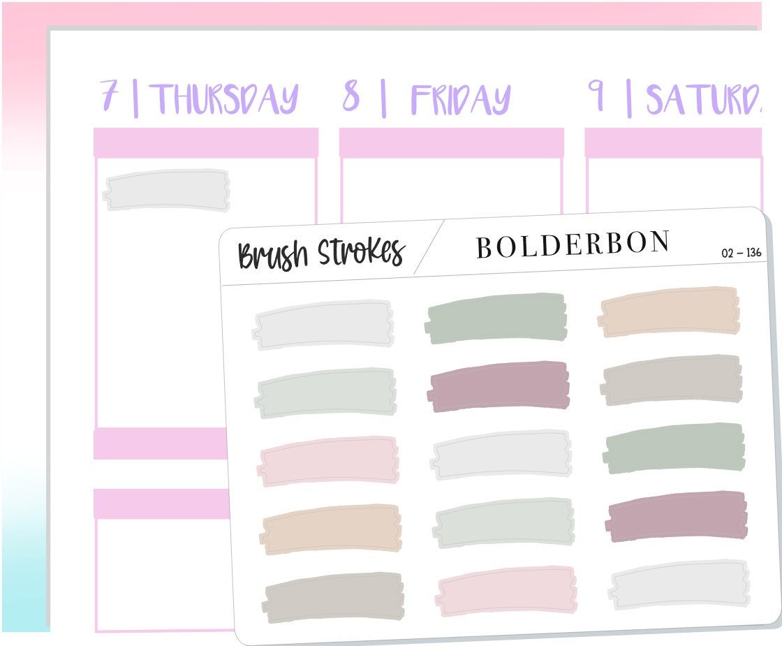 BRUSH STROKES Aesthetic || Neutral Planner Sticker Labels, Paint Brush swatches, Minimal, Functional