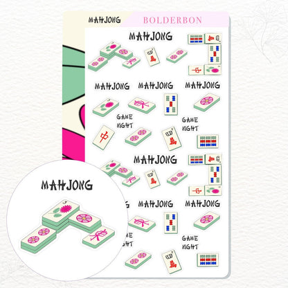 Mahjong | Cute Stickers, Planner, Game Night, Mahjongg, Play, Sticker Set, Sticker Kit, Tile Game