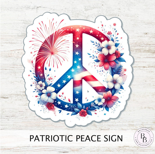 PATRIOTIC PEACE SIGN sticker || American Flag, Independence Day Sticker, Planner Scrapbook, Laptop Sticker, Water Bottle Sticker, Car Decal