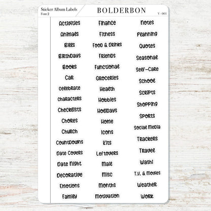 STICKER ALBUM LABELS || Divider Labels, Planner Sticker Labels, Tab Labels