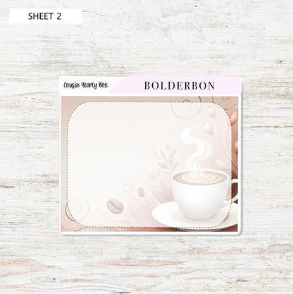2026 HOBONICHI COUSIN Yearly View || Coffee Calendar Stickers, Year At A Glance, A5 Monthly Header Stickers