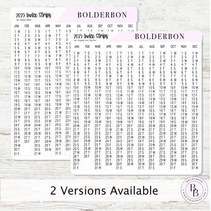 2025 - A6 HOBONICHI Index Date Strips - Slate || Monthly Headers, Calendar Stickers, Year At A Glance, Hobonichi Cousin Kit