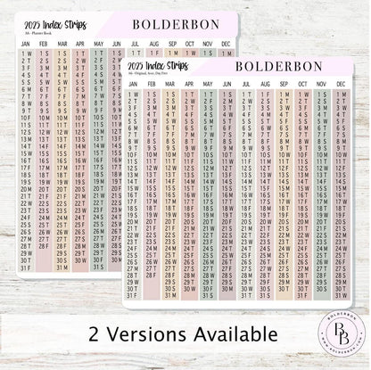 2025 - A6 HOBONICHI Index Date Strips - Aesthetic || Monthly Headers, Calendar Stickers, Year At A Glance, Hobonichi Cousin Kit