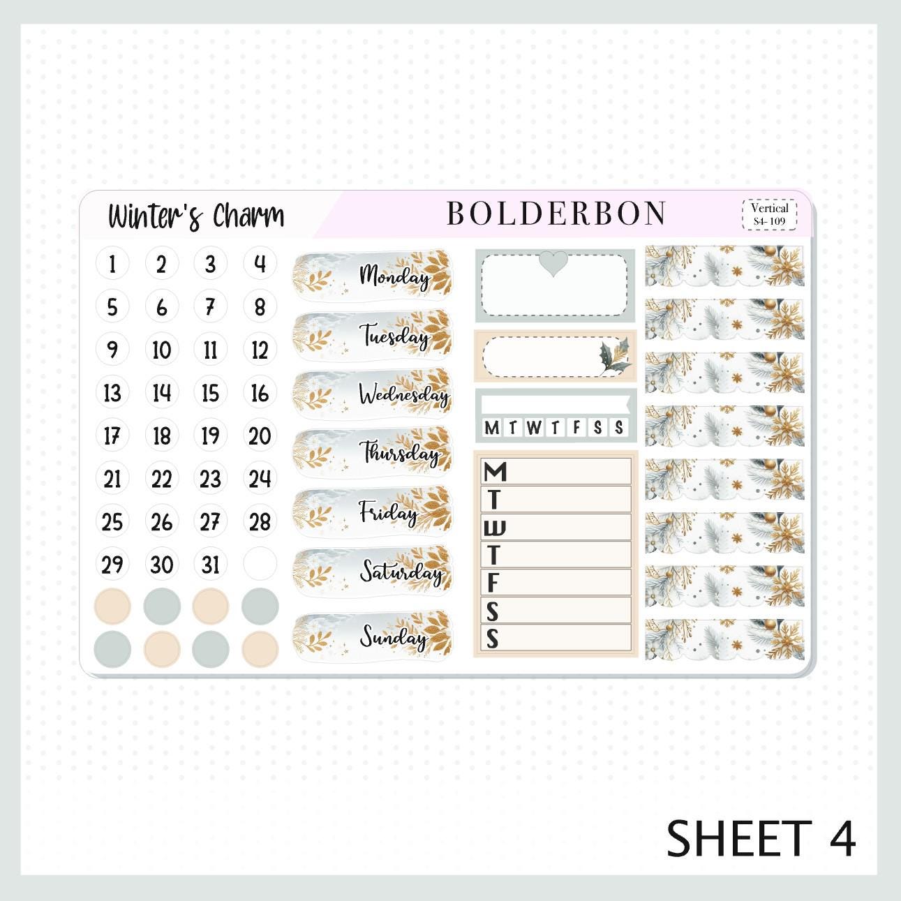 WINTER'S CHARM || 7x9 Vertical Planner Sticker Kit