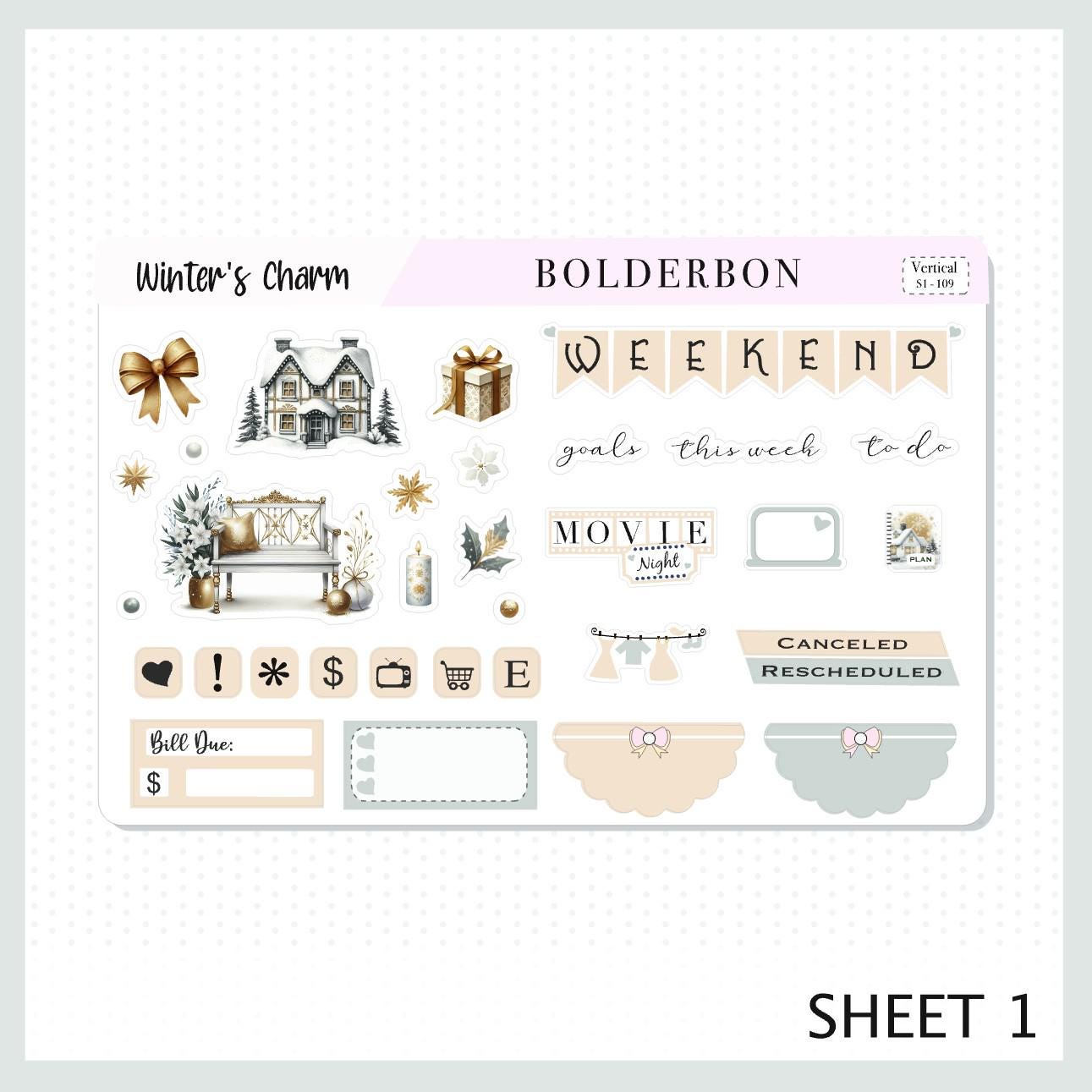 WINTER'S CHARM || 7x9 Vertical Planner Sticker Kit